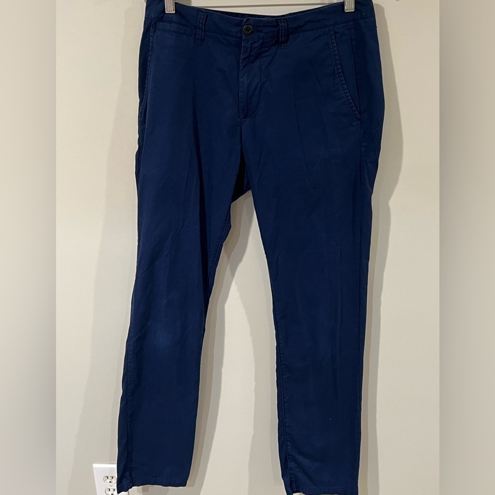 Men’s Bonobos 31W 32L Slim Straight Cotton Stretch Navy Chino Pant Khakis EUC
